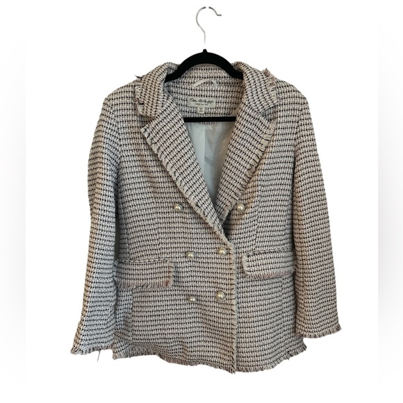 ASOS Miss Selfridge Tweed Blazer & Skirt Co-Ord Set pink black & silver size 6 - Picture 9 of 15